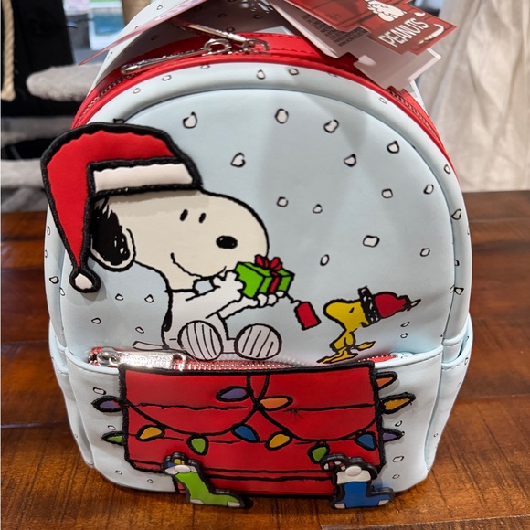 NWT Loungefly Peanuts Snoopy Christmas Backpack - Picture 2 of 8